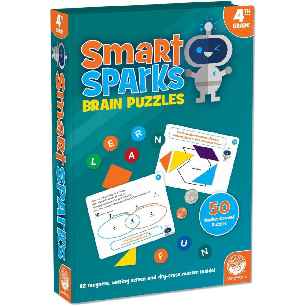 image:imageMindWare Smart Sparks Brainy Puzzles Grade 4  Logic amp Reasoning Puzzles for Kids Ages 9 amp Up