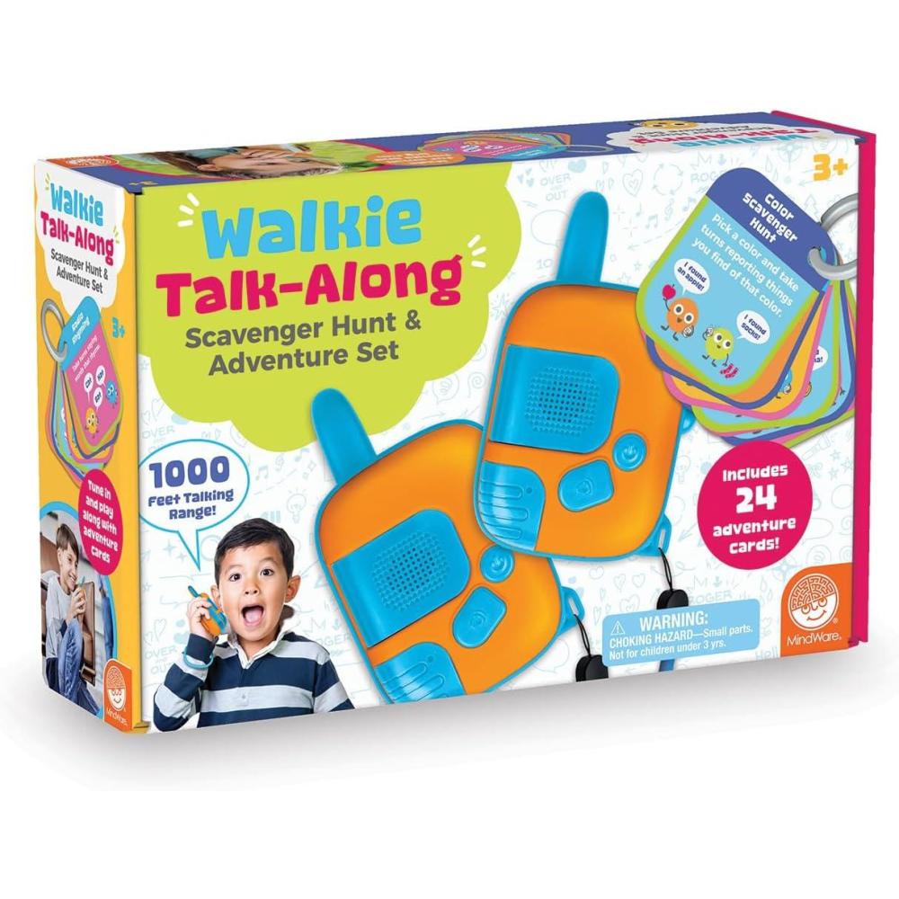 image:imageWalkie TalkAlong Scavenger Hunt amp Adventure Set 2 Rugged Walkie Talkies 1000 ft Range 24 Mission Cards Outdoor Backyard Games for Kids Ages 3