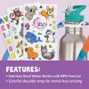 MindWare Cute & Custom Animal Water Bottle Decorating Kit, DIY Sticker Craft with Stainless Steel Bottle, Creative Personalization Activity for Kids Ages 5 and Up, Gift for Kids Who Love Crafts