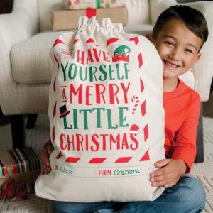 MindWare 18.5” x 22” Large Holiday Cinch Gift Bag for Kids, Grandchildren, Adults