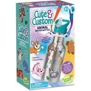 MindWare Cute & Custom Animal Water Bottle Decorating Kit, DIY Sticker Craft with Stainless Steel Bottle, Creative Personalization Activity for Kids Ages 5 and Up, Gift for Kids Who Love Crafts
