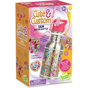 MindWare Cute & Custom Gem Water Bottle Decorating Kit, DIY Craft Activity with Stainless Steel Bottle and Gem Stickers, Creative Personalization Toy for Kids Ages 5 and Up, Arts and Crafts Gift