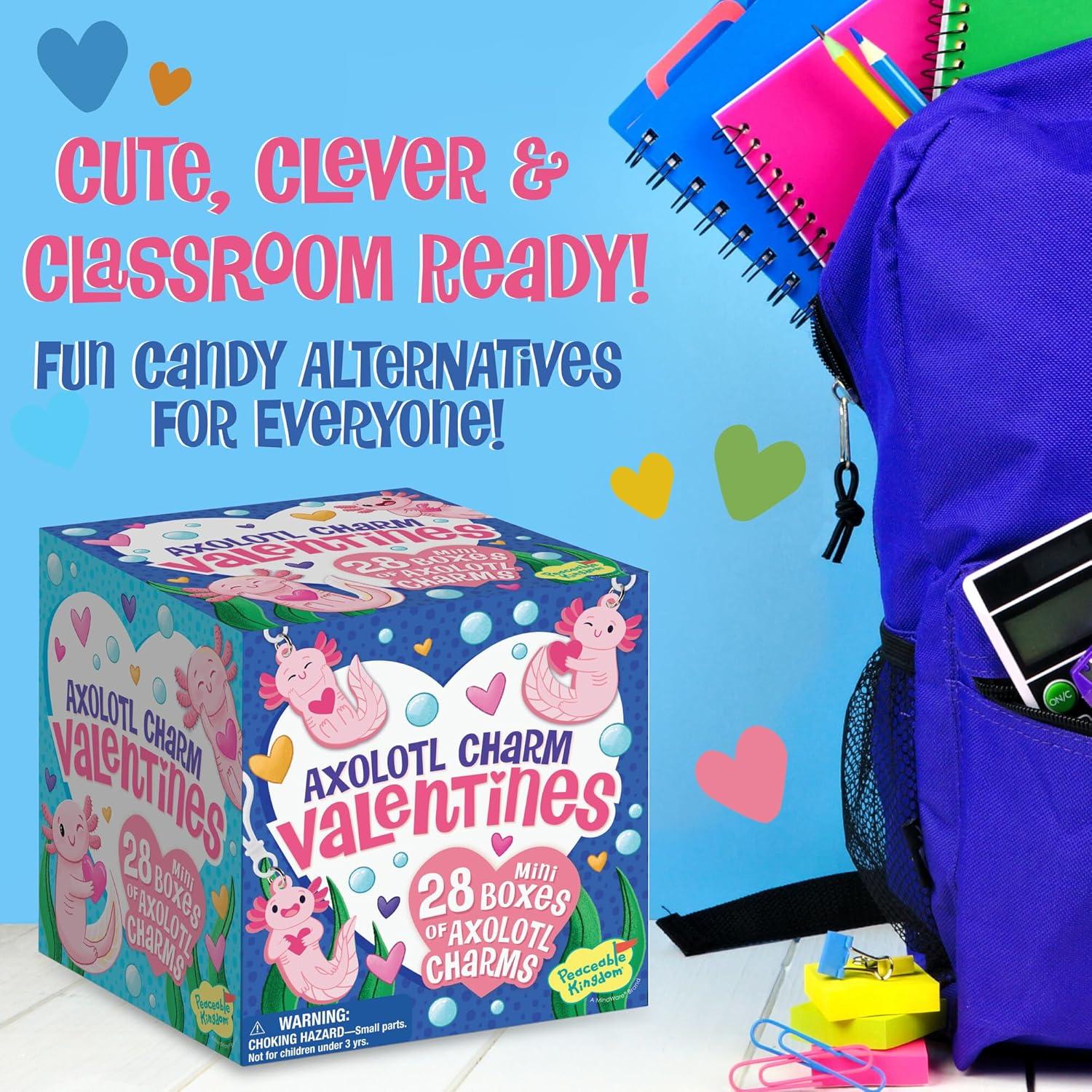 image:imagePeaceable Kingdom Valentines Box for Kids Valentines Day Box Kit for Valentines Cards for Kids Classroom Rainbow Mailbox KitAxolotl Friendship Charms