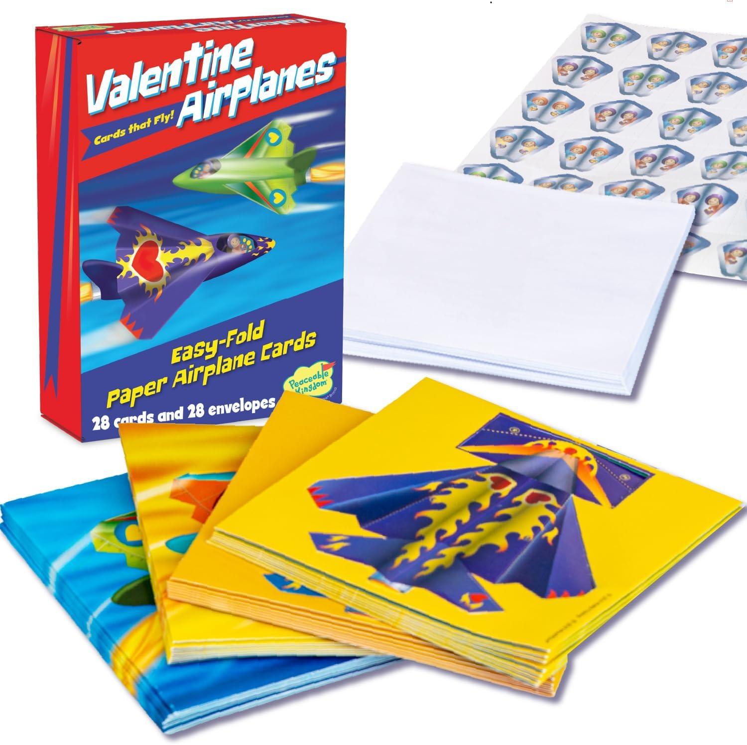 image:imagePeaceable Kingdom Valentines Cards for Kids Classroom Set of 28 Valentines Day Gifts Animal Print Slap BraceletsPop Out Airplanes