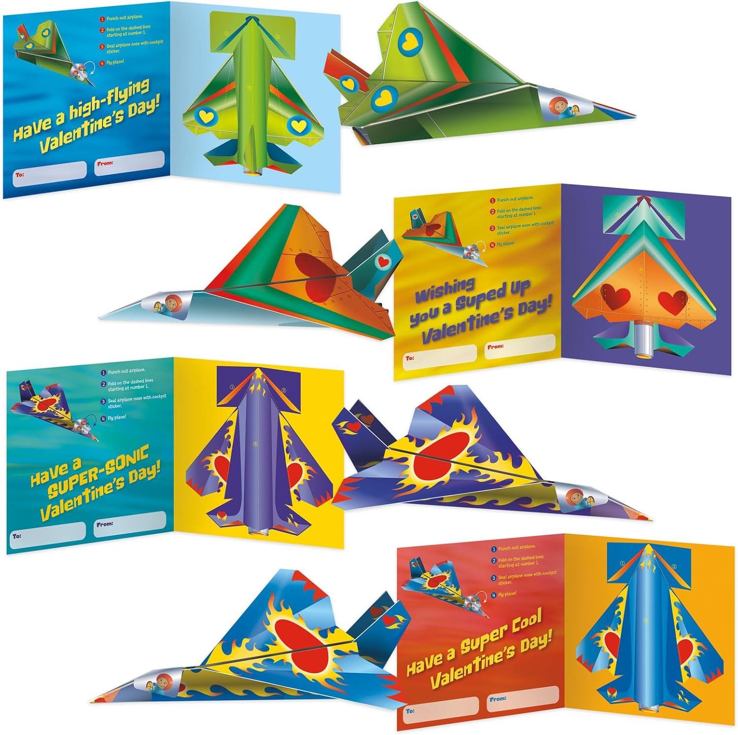 image:imagePeaceable Kingdom Valentines Cards for Kids Classroom Set of 28 Valentines Day Gifts Animal Print Slap BraceletsPop Out Airplanes