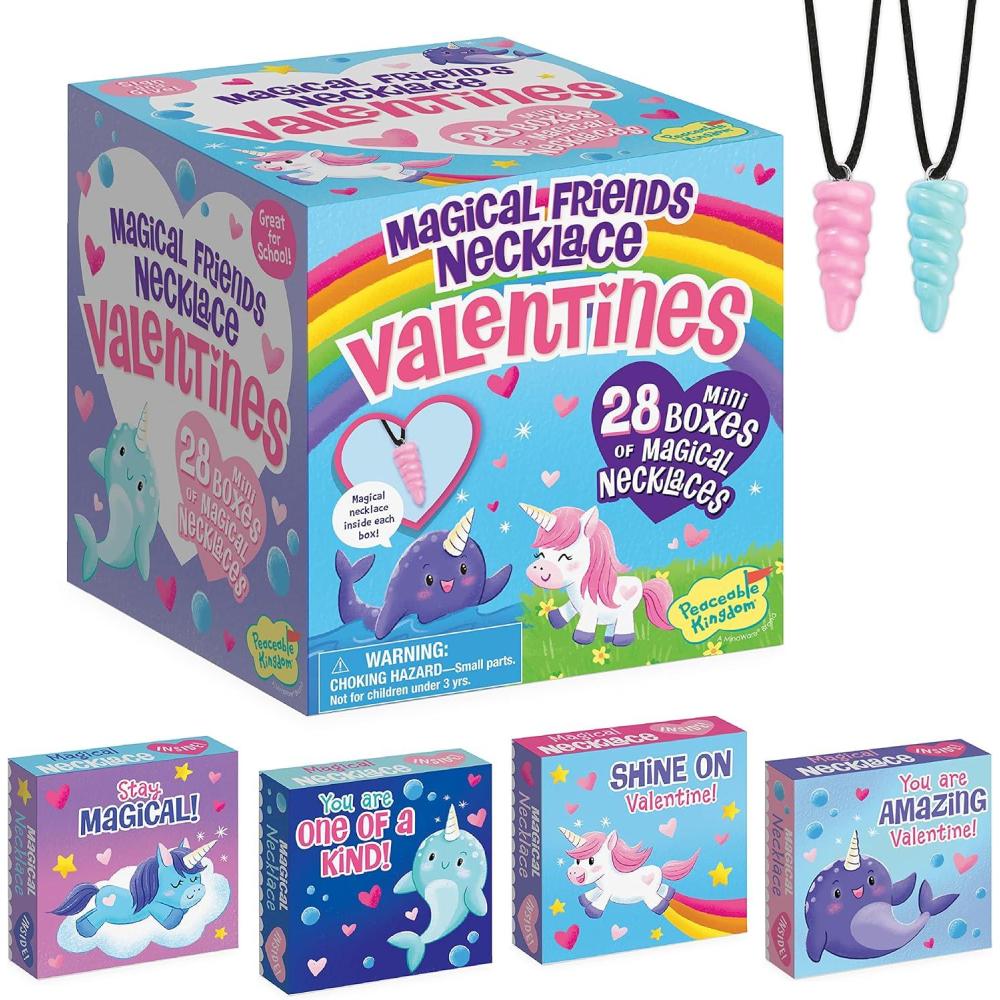 image:imagePeaceable Kingdom Cosmic Space Cootie Catcher Valentines for Kids Set of 28 Educational Classroom Gifts Fun School Exchange Cards with Motivational Sayings and Envelopes Ages 4Magical Friends Unicorn and Narwhal Horn Necklaces