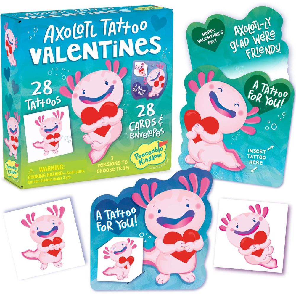 image:imagePeaceable Kingdom Valentines Box for Kids Valentines Day Box Kit for Valentines Cards for Kids Classroom Rainbow Mailbox KitAxolotl Tattoo Valentines