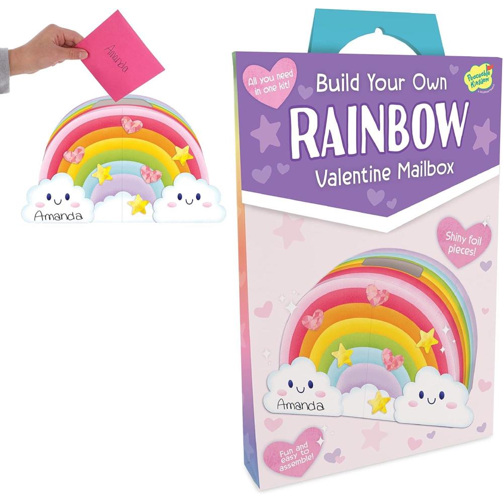 image:imagePeaceable Kingdom Valentines Box for Kids Valentines Day Box Kit for Valentines Cards for Kids Classroom  Rainbow Mailbox KitRainbow Mailbox Kit