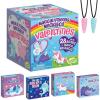 Peaceable Kingdom Cosmic Space Cootie Catcher Valentines for Kids, Set of 28 Educational Classroom Gifts, Fun School Exchange Cards with Motivational Sayings and Envelopes, Ages 4+(Magical Friends Unicorn and Narwhal Horn Necklaces)