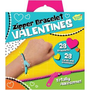 Peaceable Kingdom Cosmic Space Cootie Catcher Valentines for Kids, Set of 28 Educational Classroom Gifts, Fun School Exchange Cards with Motivational Sayings and Envelopes, Ages 4+(Zipper Friendship Bracelets)