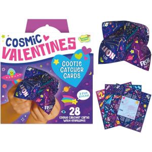 Peaceable Kingdom Cosmic Space Cootie Catcher Valentines for Kids, Set of 28 Educational Classroom Gifts, Fun School Exchange Cards with Motivational Sayings and Envelopes, Ages 4+(Cosmic Space Cootie Catcher Cards)