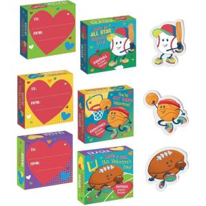 Peaceable Kingdom Valentines Box for Kids, Valentines Day Box Kit for Valentines Cards for Kids Classroom – Rainbow Mailbox Kit(Sports Eraser Valentines)