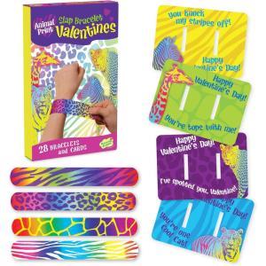 Peaceable Kingdom Valentines Cards for Kids Classroom, Set of 28 Valentines Day Gifts – Animal Print Slap Bracelets(Animal Print Slap Bracelets)