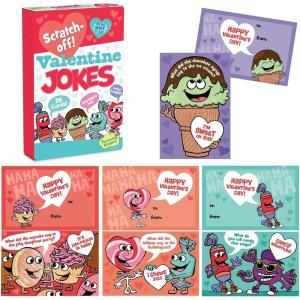 Peaceable Kingdom Valentines Cards for Kids Classroom, Set of 28 Valentines Day Gifts – Animal Print Slap Bracelets(Scratch off Jokes)