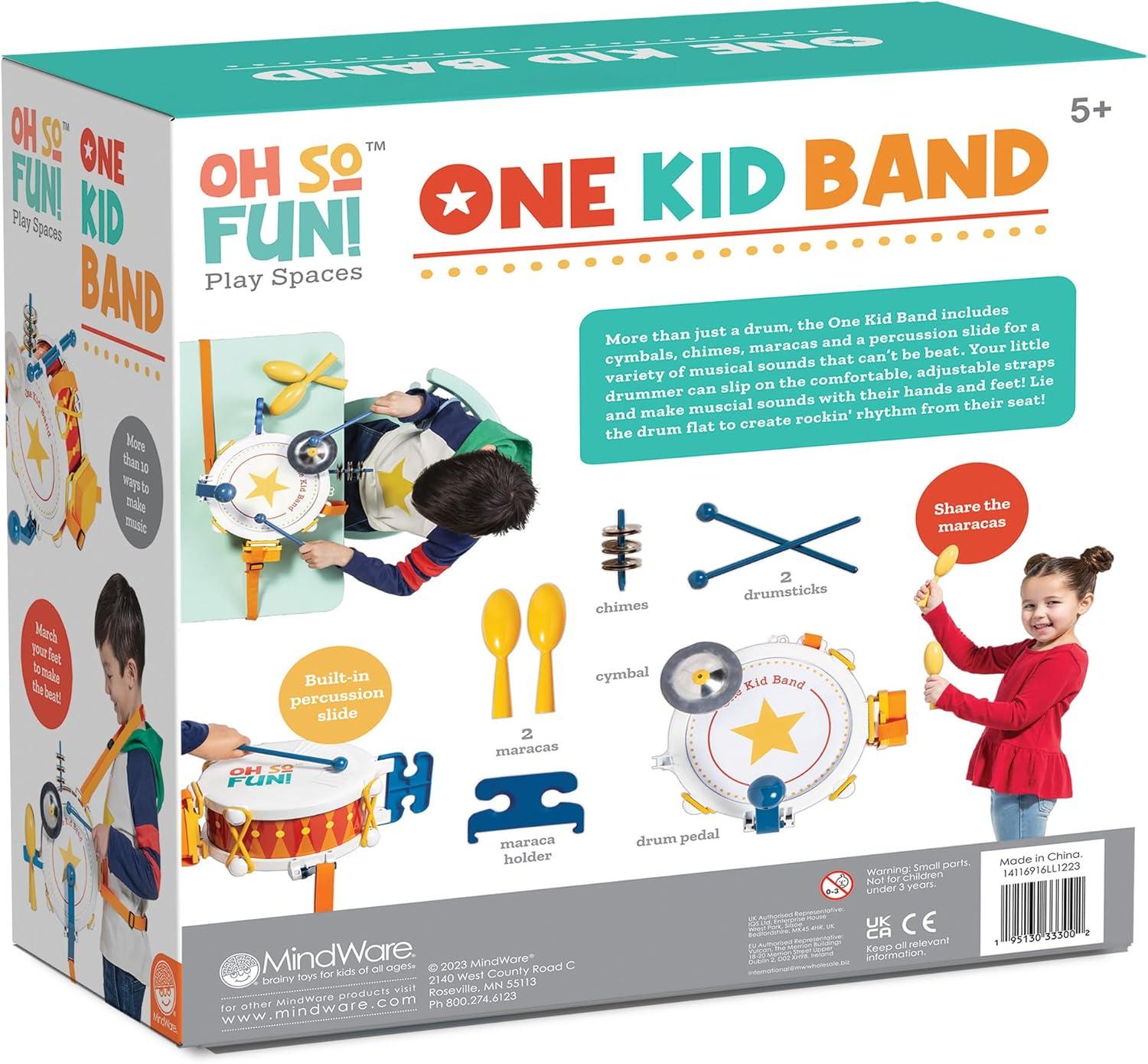 image:imageMindWare Oh So Fun One Kid Band Musical Instruments for Kids Gift for 5 Year Olds and Up Musical Instruments and Accessories Set Including Drum Cymbals Chimes Maracas and Percussion Slide