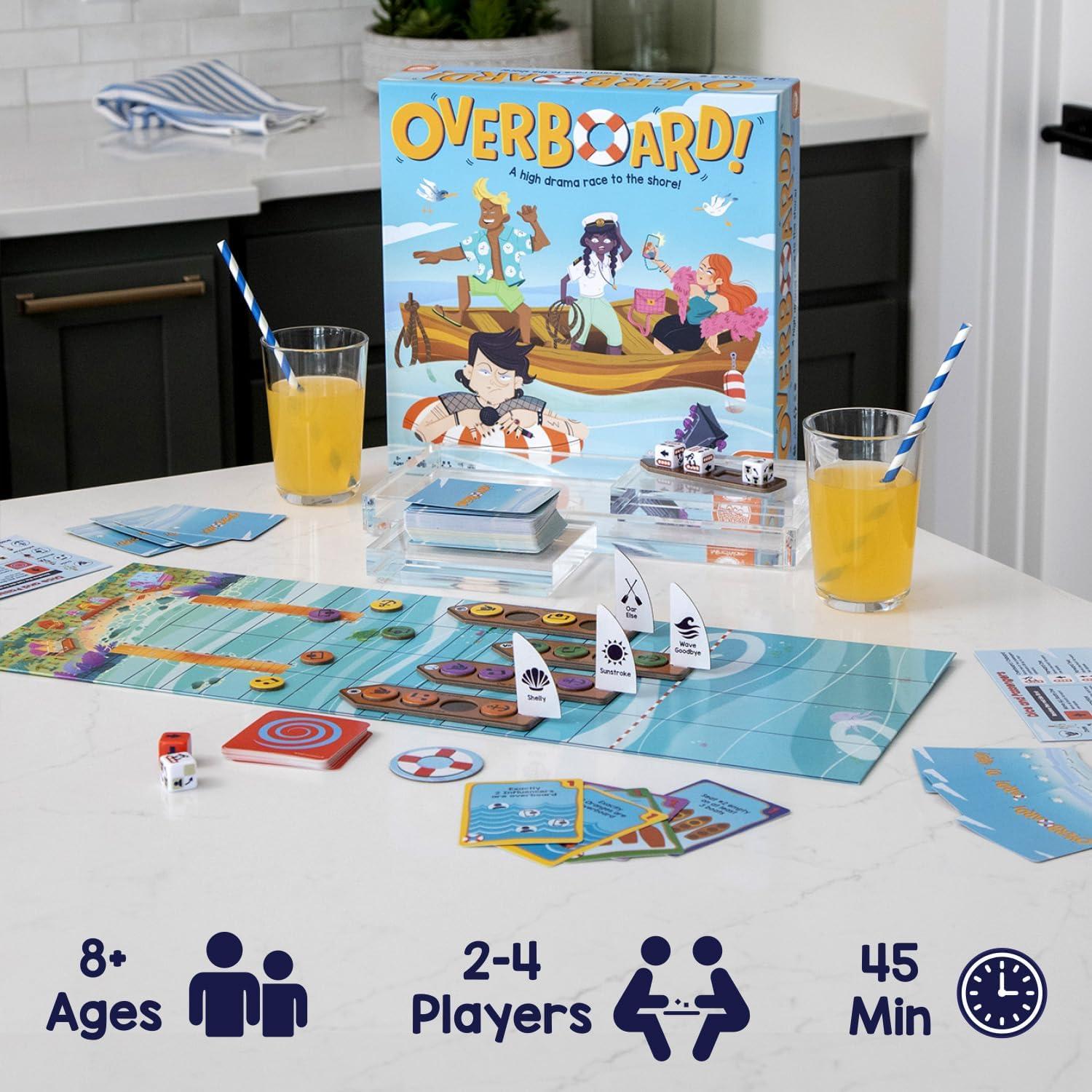 image:imageMindWare Overboard Strategy Board Game for Kids amp Families Adventurous Dice Game with Boats Passengers amp Cards 24 Players Ages 8