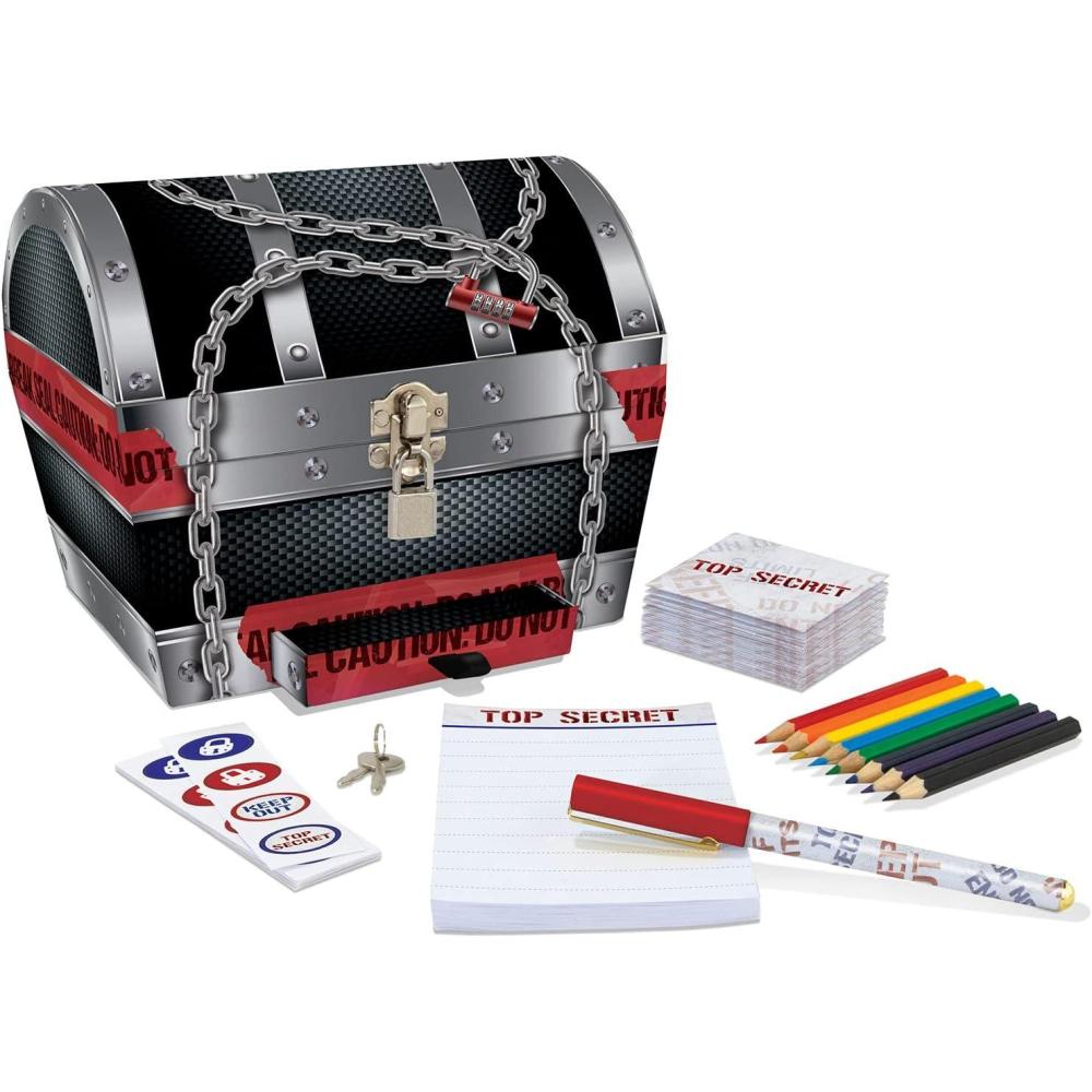 image:imagePeaceable Kingdom Kids Treasure Box Keep Out Treasure Chest with Lock amp Keys Secret Box Mini Jewelry Box Storage Box Boys amp Girls