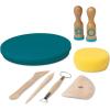 MindWare Beginner Pottery Tool Kit for Kids – 8 Piece Set Includes Hand Wheel, Sponge, Rib, Molding Tools and More