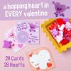 Peaceable Kingdom Valentines Cards for Kids Classroom, Set of 28 Valentines Day Gifts – Sticky Hands(28 Hopping Hearts Valentines)