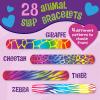 Peaceable Kingdom Valentines Cards for Kids Classroom, Set of 28 Valentines Day Gifts – Sticky Hands(Animal Print Slap Bracelets)