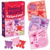 Peaceable Kingdom Valentines Cards for Kids Classroom, Set of 28 Valentines Day Gifts – Sticky Hands(28 Hopping Hearts Valentines)