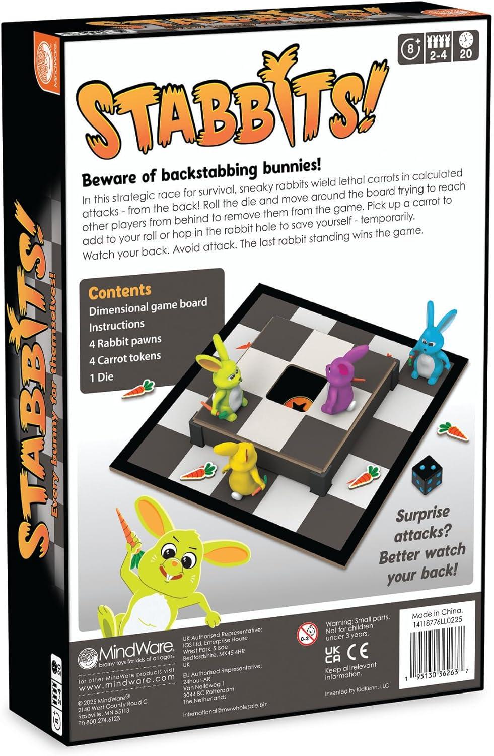 image:imageMindWare Stabbits Strategic Bunny Battle Game Beware of Backstabbing Rabbits with Lethal Carrots Fun and Sneaky Board Game for 26 Players