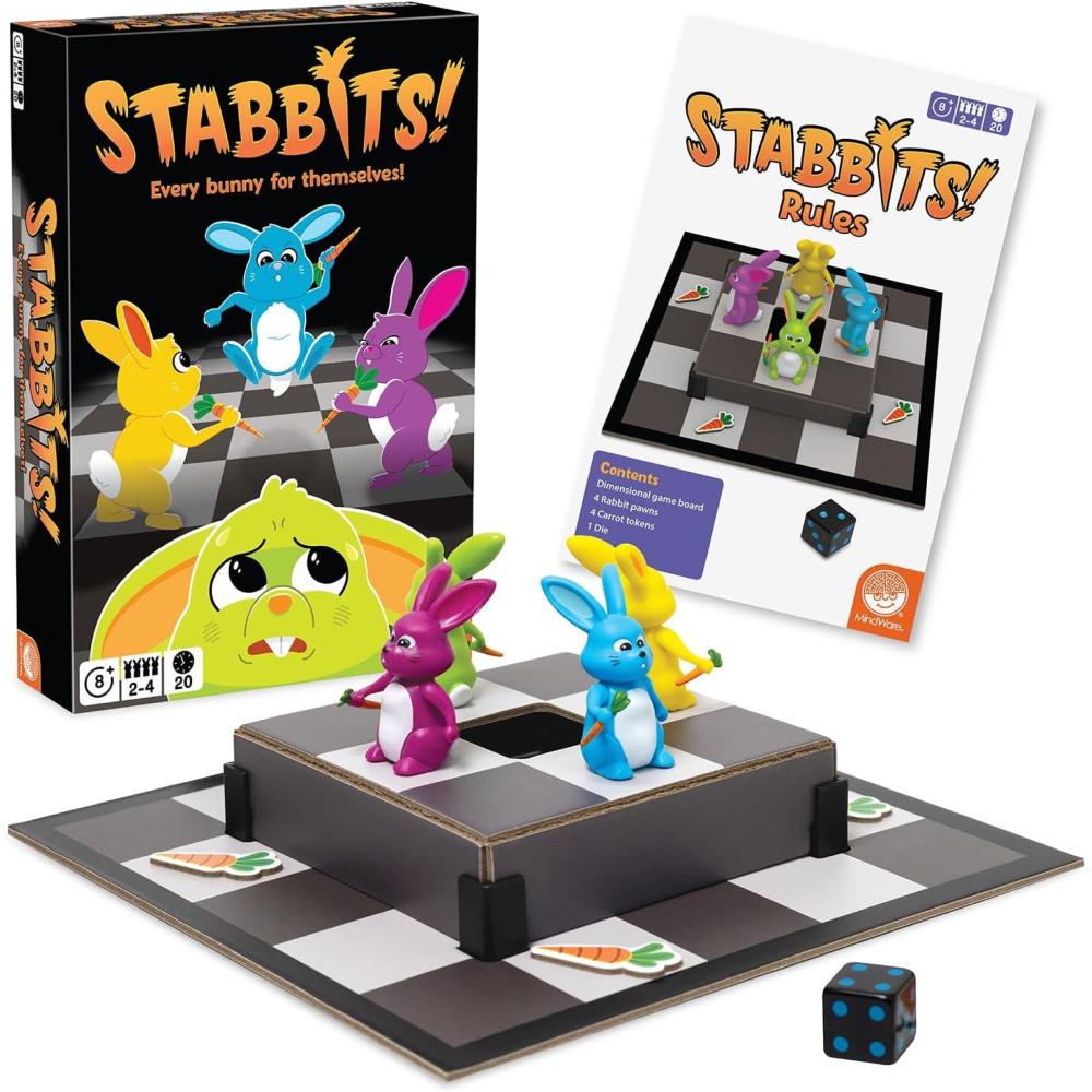 image:imageMindWare Stabbits Strategic Bunny Battle Game Beware of Backstabbing Rabbits with Lethal Carrots Fun and Sneaky Board Game for 26 Players