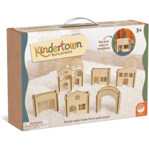 MindWare Kindertown Buildings Wooden Montessori Building Set – Building Blocks for Toddlers