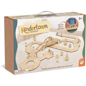 MindWare Kindertown Roads Wooden Montessori Building Set – Building Set for Toddlers