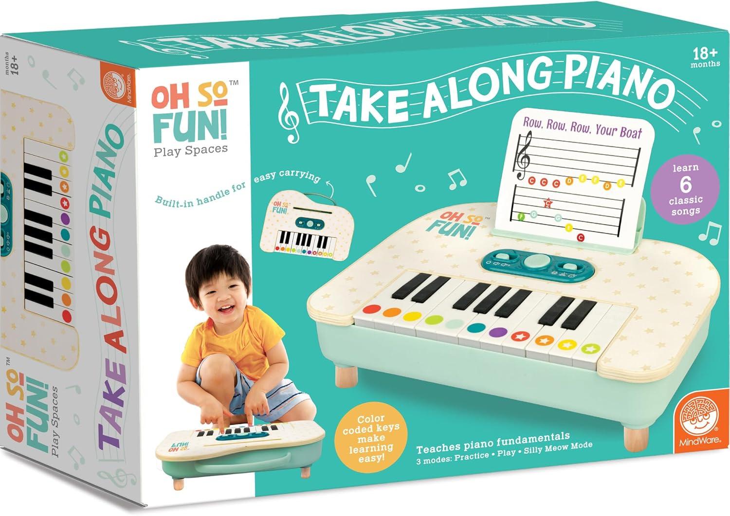 image:imageMindWare Oh So Fun TakeAlong Piano Toy for Toddlers Interactive Musical Learning Toy with Lights and Sounds Ages 12 Months and Up