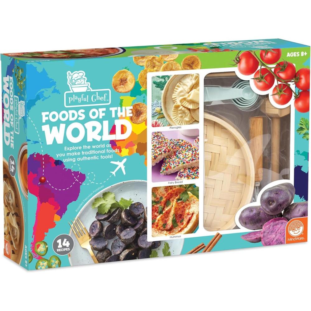 image:imageMindWare Playful Chef Foods of The World Cooking Kit for Kids Global Cooking Set with Authentic Tools and 14 Recipes for Ages 8
