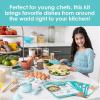 MindWare Playful Chef Foods of The World Cooking Kit for Kids, Global Cooking Set with Authentic Tools and 14 Recipes for Ages 8+
