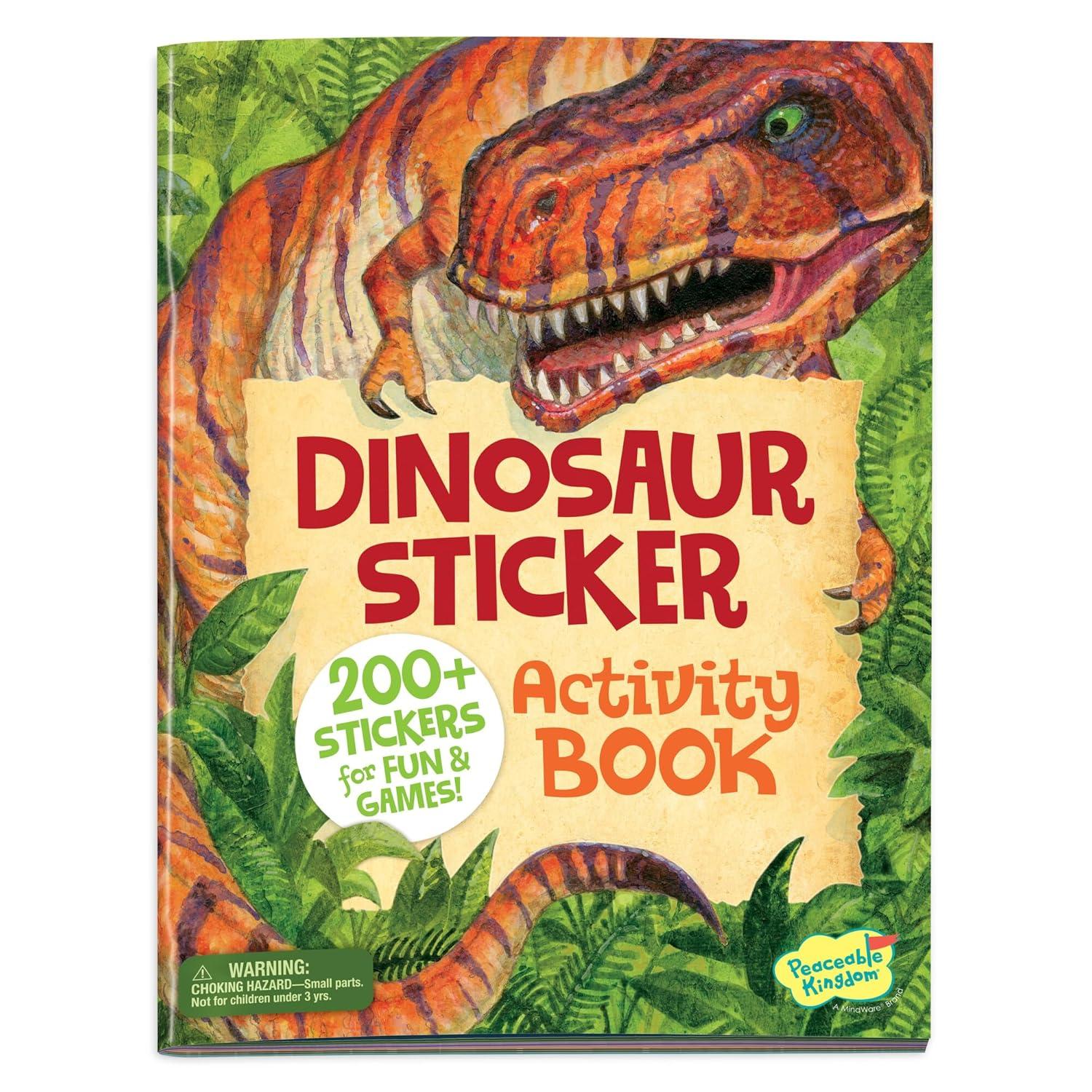 image:imagePeaceable Kingdom Dinosaur Sticker Activity Book Reusable Sticker Scenes for Kids Ages 3 and Up Includes 200 Stickers
