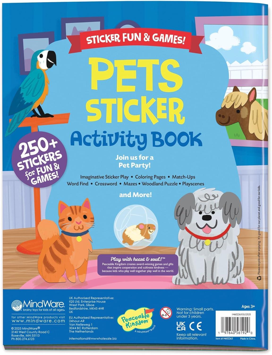 image:imagePeaceable Kingdom Pets Sticker Activity Book 200 Colorful Stickers 38 Pages of Coloring Puzzles amp Reusable Puffy Sticker Scenes for Ages 3