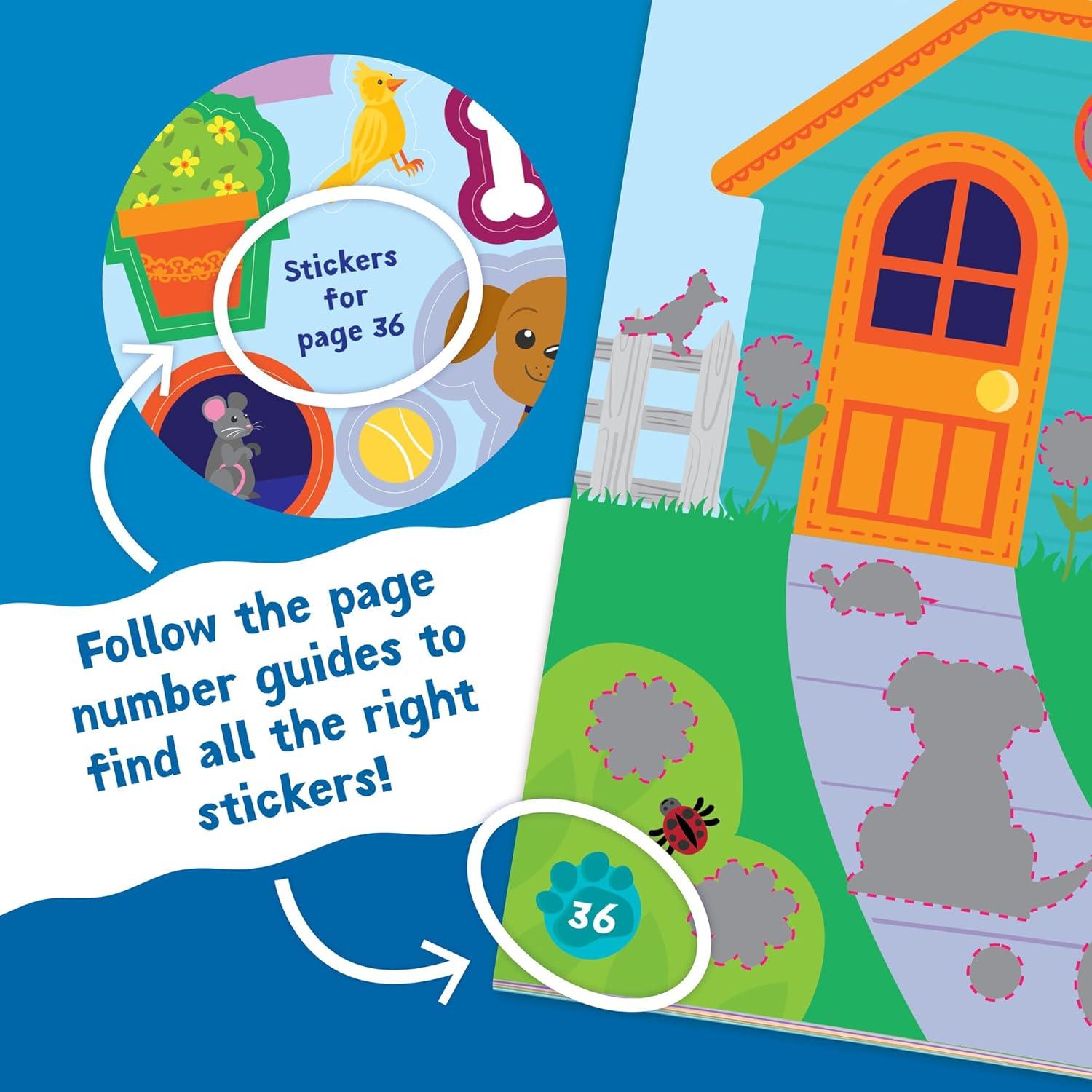 image:imagePeaceable Kingdom Pets Sticker Activity Book 200 Colorful Stickers 38 Pages of Coloring Puzzles amp Reusable Puffy Sticker Scenes for Ages 3