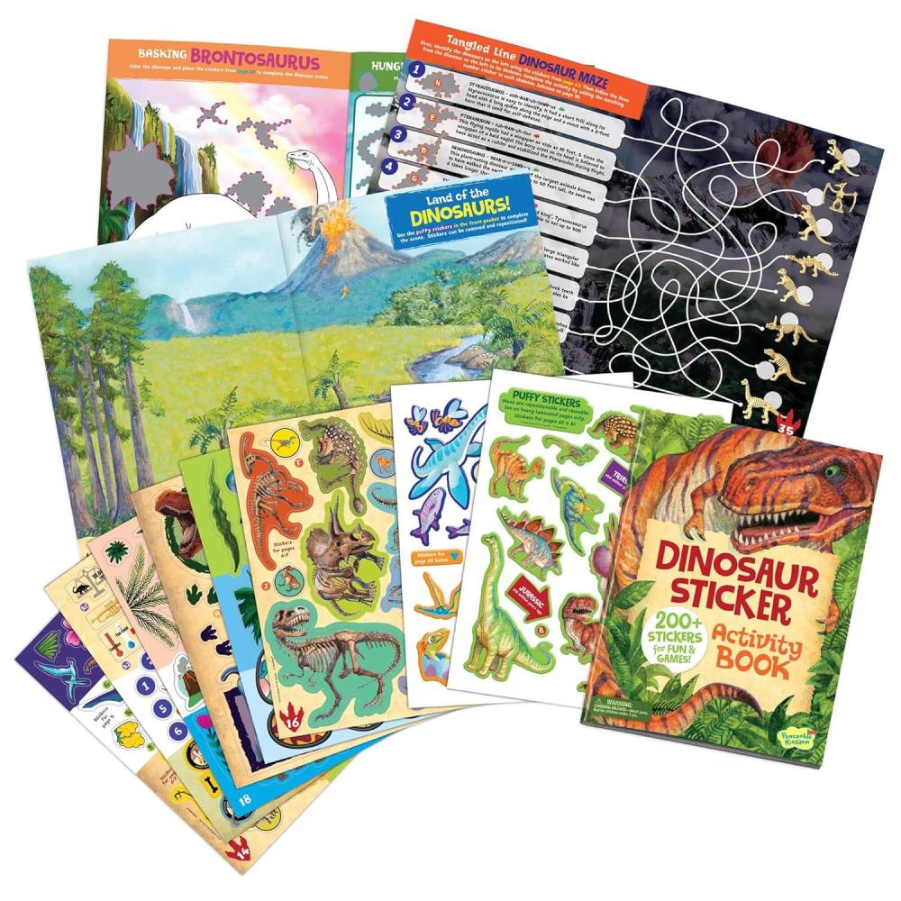 image:imagePeaceable Kingdom Dinosaur Sticker Activity Book Reusable Sticker Scenes for Kids Ages 3 and Up Includes 200 Stickers