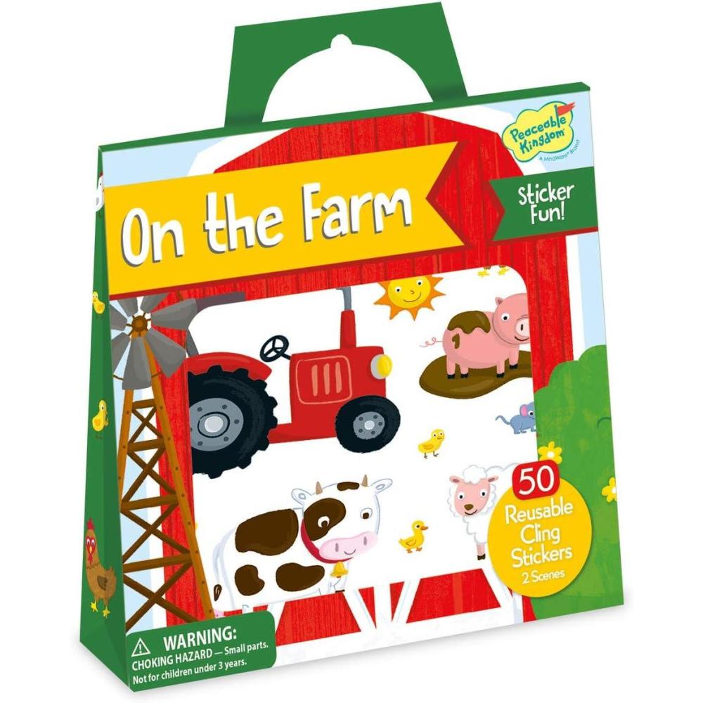 image:imagePeaceable Kingdom Reusable Sticker Totes On The Farm 2 Sticker Scenes amp 50 Reusable Cling Stickers in a Carry Tote Great for Trips Errands amp on The go Fun Quiet time Activity for Kids
