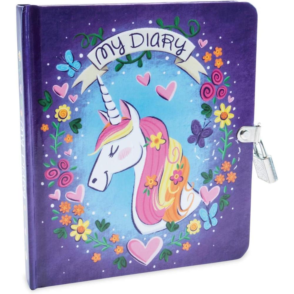 image:imagePeaceable Kingdom Unicorn Diary 208 lined pages with lock key amp matching charm Travelsized notebook for kids to record thoughts amp feelings in a safe space Great gift for boys amp girls