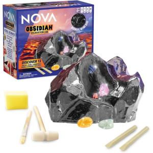 NOVA Obsidian Excavation Lab by MindWare – Dig Up Real Gems, Rocks & Minerals, Geology Science Kit with Tools, Ages 4+