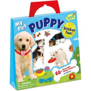 Peaceable Kingdom Reusable Sticker Totes: My Pet Puppy – 2 sticker scenes & over 65 reusable cling stickers in a carry tote – Great for trips, errands & on the go! – Fun quiet time activity for kids