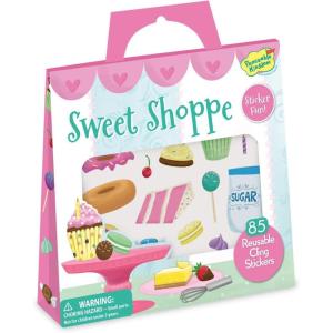 Peaceable Kingdom Reusable Sticker Totes: Sweet Shoppe – 2 Sticker Scenes & Over 80 Reusable Cling Stickers in a Carry Tote – Great for Trips, Errands & on The go! – Fun Quiet time Activity for Kids