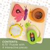 MindWare Sensory Sprouts Surprise Puzzle – Wooden Baby Puzzle with Mirror, Bells & Beads – Educational Toy for Infants & Toddlers 6+ Months Montessori Baby Toy