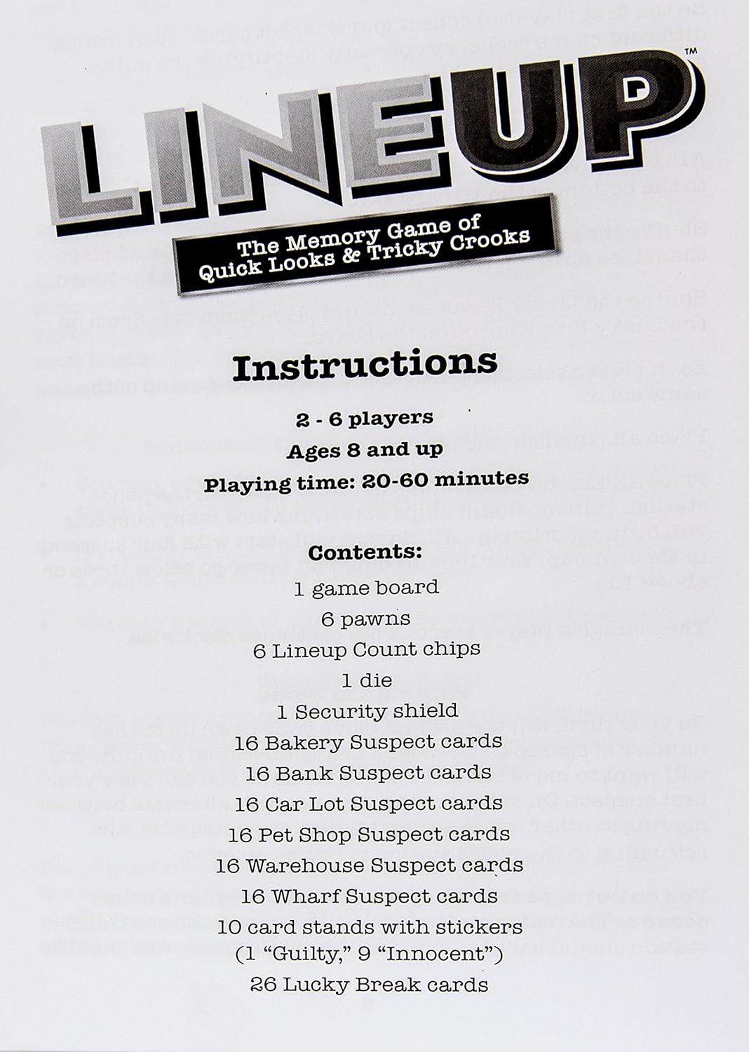 image:imageMindWare LineUp Stimulating Memory Board Game with a Great Playing Time and Comical Crime Mystery Suspense for Ages 8 and Up