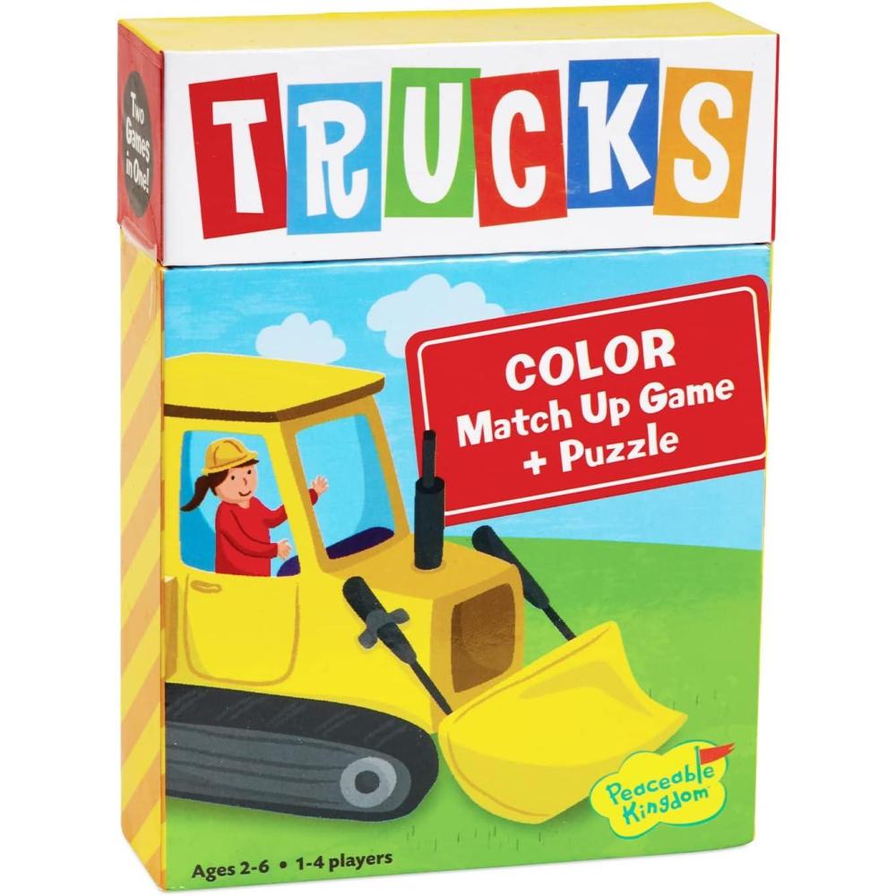image:imagePeaceable Kingdom Floor Puzzle and Matching Game 2 in 1 Educational Activity for Kids 2 Years and Up  Trucks