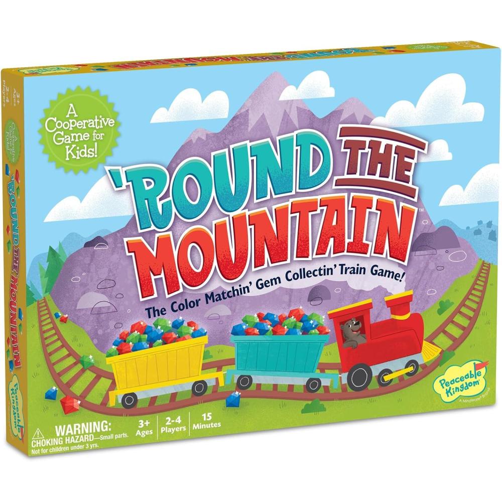 image:imagePeaceable Kingdom Round The Mountain Cooperative Board Game for Kids Color Matching Train Game with Wooden Pieces No Reading Required Ages 3 24 Players