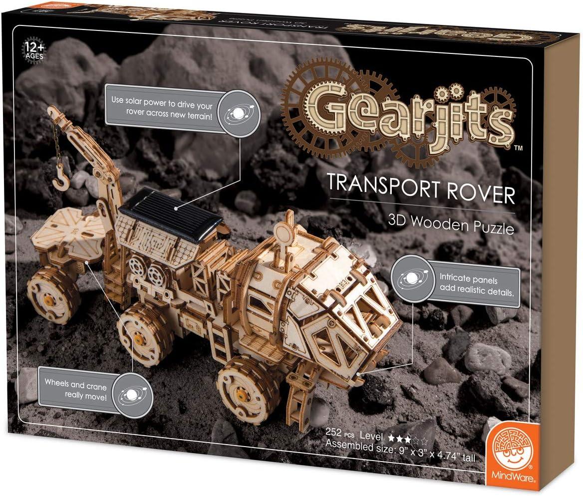 image:imageMindWare Gearjits SolarPowered Transport Rover 252pc Wooden 3D Building Puzzle for Teens amp Adults DIY Construction Model Fun for Parents Too Great STEM Gifts for Ages 12