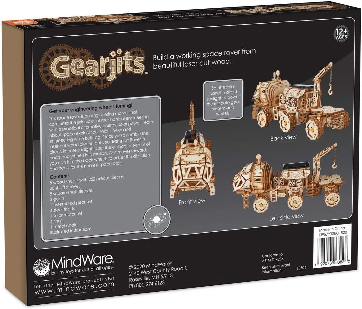 image:imageMindWare Gearjits SolarPowered Transport Rover 252pc Wooden 3D Building Puzzle for Teens amp Adults DIY Construction Model Fun for Parents Too Great STEM Gifts for Ages 12
