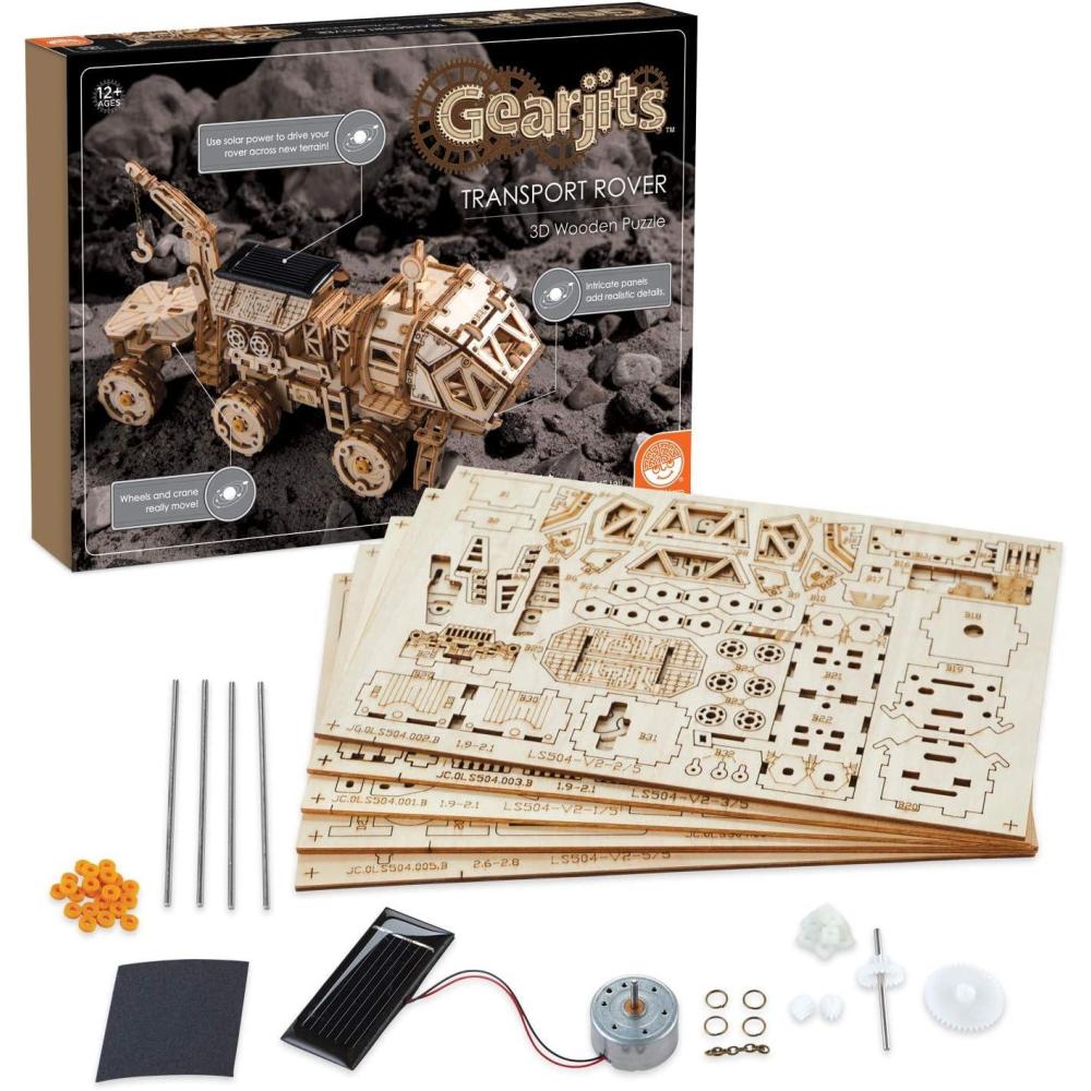 image:imageMindWare Gearjits SolarPowered Transport Rover 252pc Wooden 3D Building Puzzle for Teens amp Adults DIY Construction Model Fun for Parents Too Great STEM Gifts for Ages 12