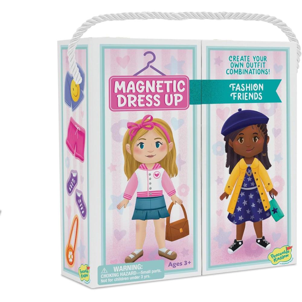 image:imagePeaceable Kingdom Magnetic Dress Up Fashion Friends Playset Magnetic Dress Up Dolls with Wardrobe Case 50 Piece Pretend Play Set ScreenFree Toy for Kids Ages 3