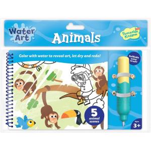 Peaceable Kingdom Water Art Animals Book, Reusable Color Reveal Painting Pad Including Refillable Brush Pen, Mess Free Creativity Activity, Preschool Children Age 3+, Early Motor Skill Builder
